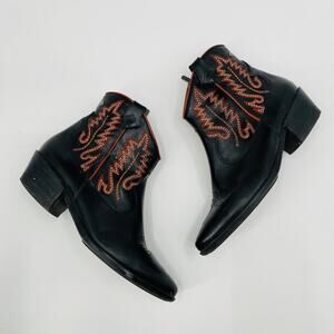 Pikolinos black red stitched western style ankle cowboy boots